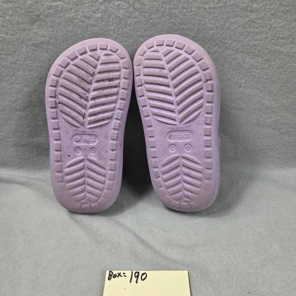 Crocs Kids Classic Cutie Clog Purple Leopard Print Platform Sandals Size C12